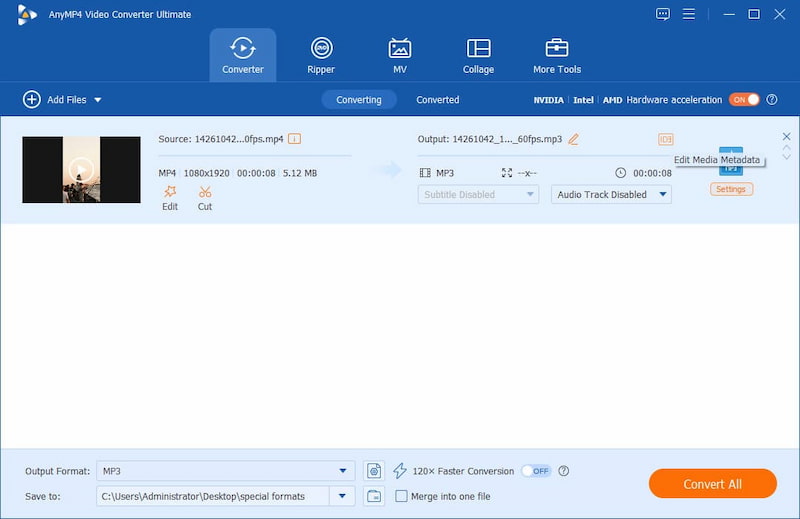 AnyMP4 Video Converter Ultimate – rediger mediemetadata