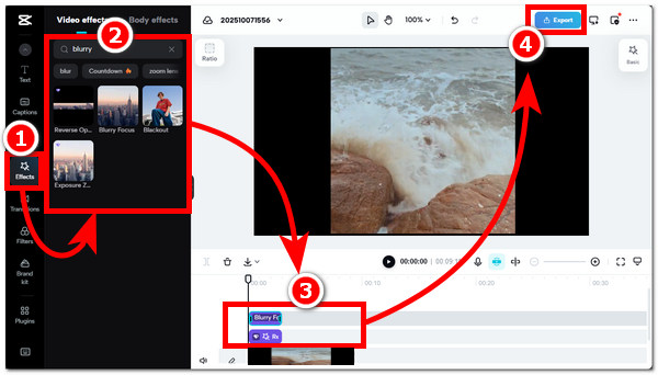 Slør video i Capcut