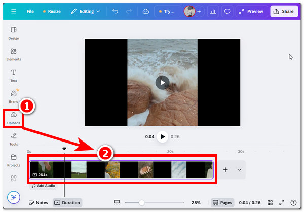 Upload video i Canva