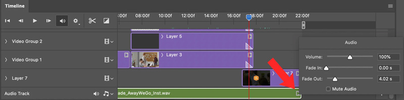Časová osa editoru videa v Photoshopu