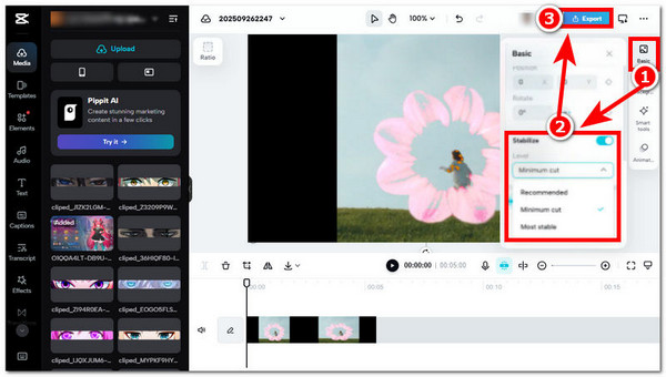 Stabiliser video og eksporter derefter