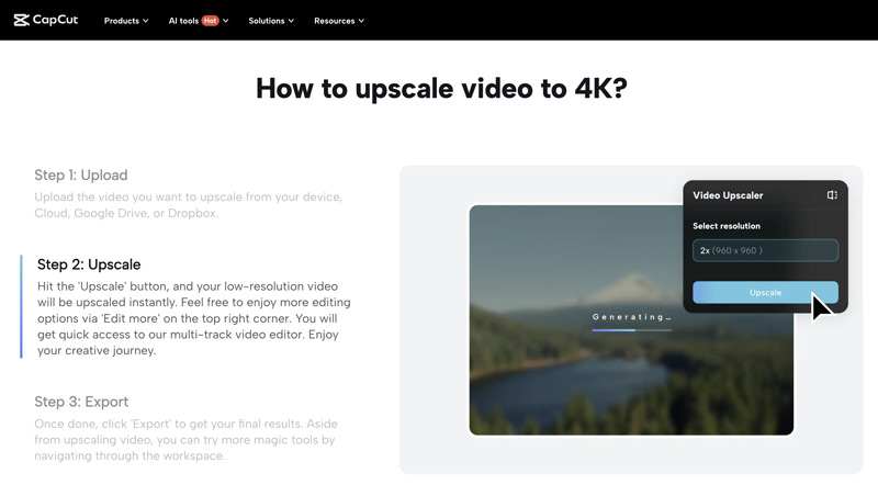 CapCut Video Upscaler to 4k Online