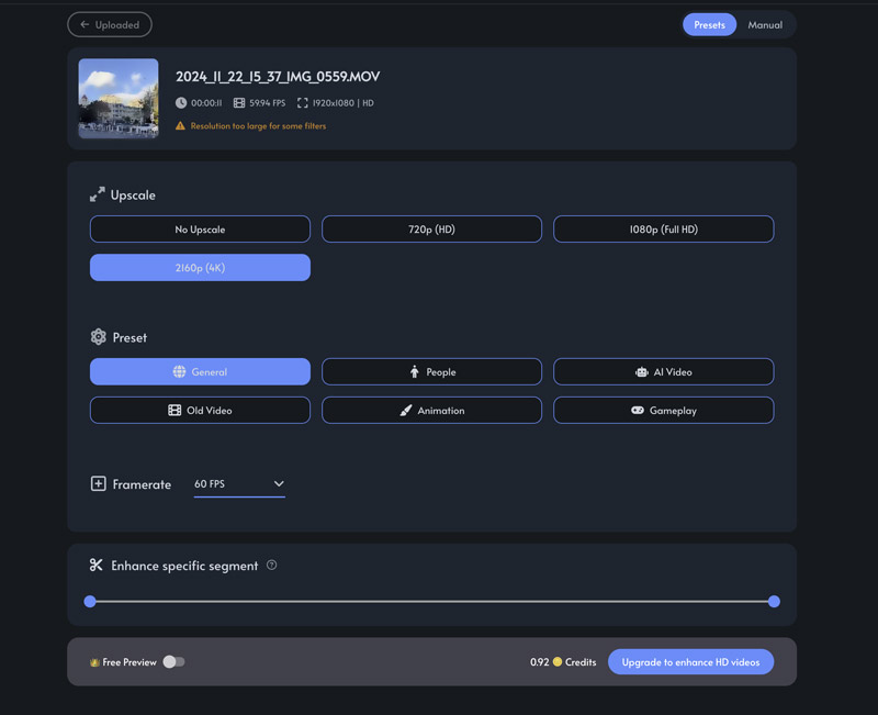 使用 Tensorpix 提升视频分辨率