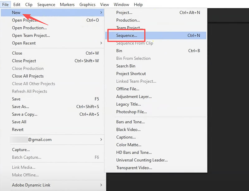 Adobe Premiere Pro Buat Urutan Baru