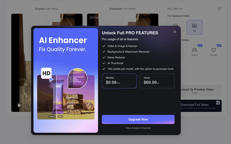 Vmake Ai Video Enhancer Upgrade to Pro