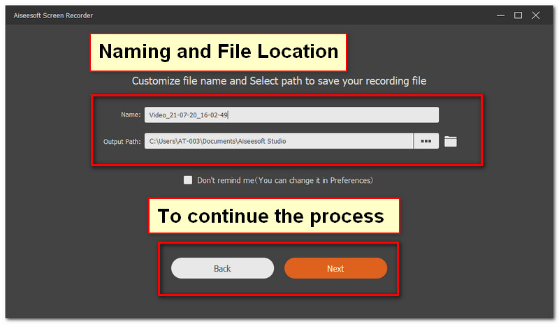 Aiseesoft navngi filplassering