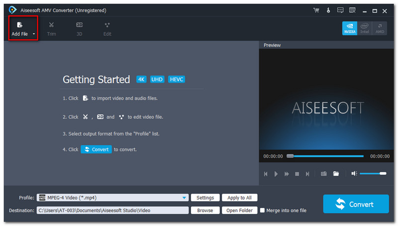 Aiseesoft AMV Converter Adicionar arquivo