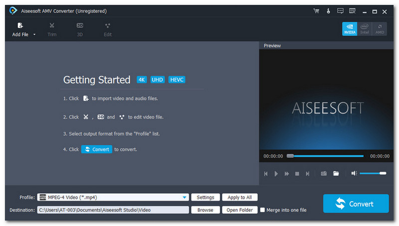 อินเทอร์เฟซ Aiseesoft AMV Converter