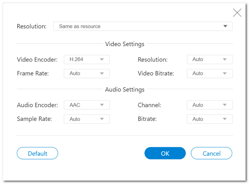 Aiseesoft Free Online Video Converter Parameter