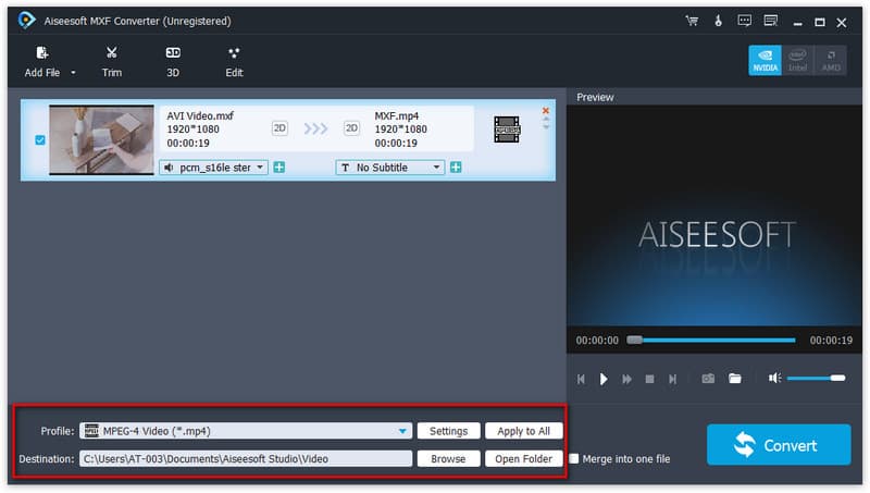 Aiseesoft MXF Converter Salvare fișier