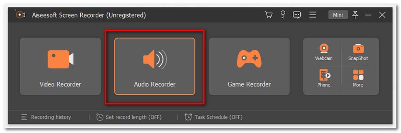 Aiseesoft Screenrecorder Audio gumb