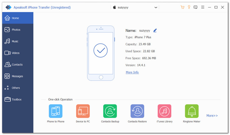 Antara Muka Pemindahan iPhone Apeaksoft