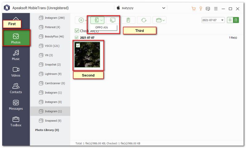 Transferencia de fotos de Apeaksoft