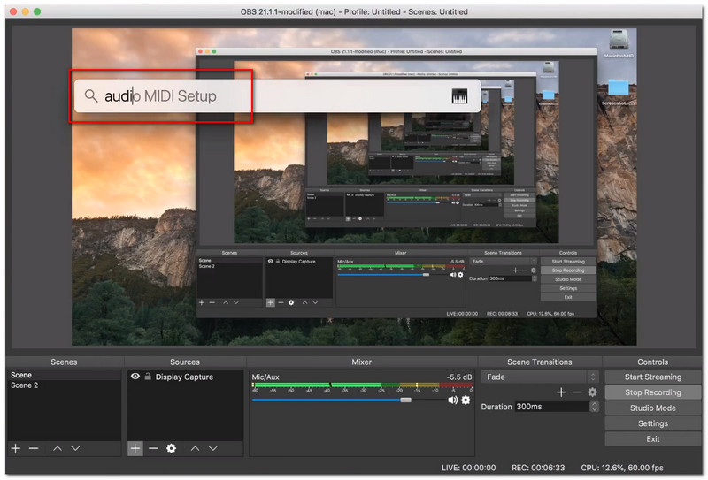 Mac OBS Suche Audio MIDI