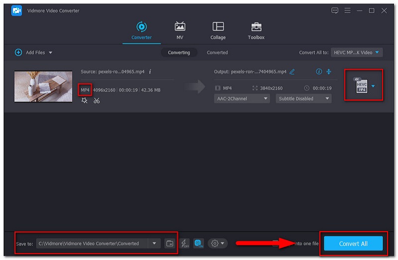 Vidmore Converter Tlačítko pro ukládání souborů Converter