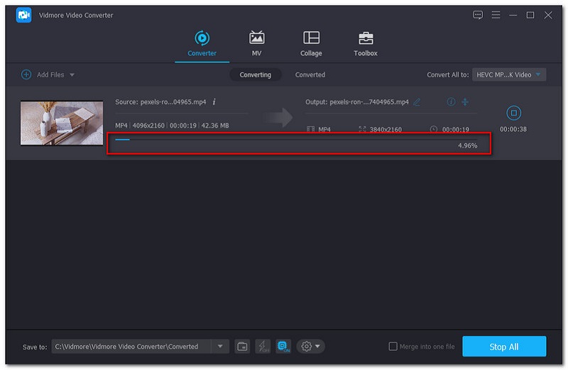 Vidmore Converter Lagringsproces