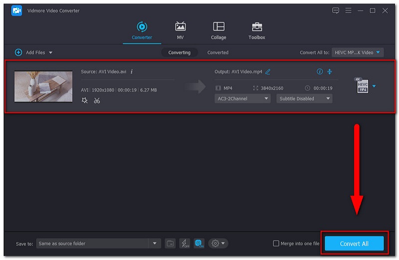 Butonul de conversie Vidmore Video Converter