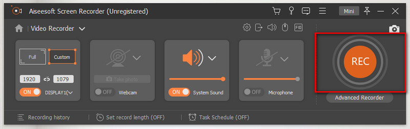 Aiseesoft Screen Recorder Rec Button