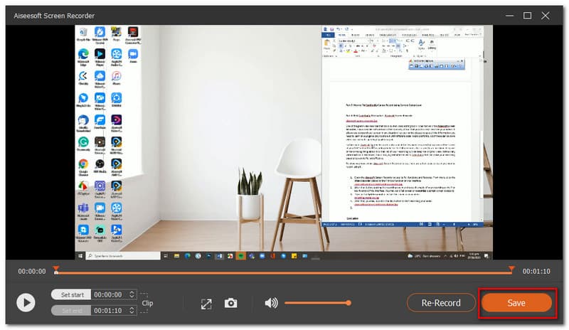 Aiseesoft Screen Recorder Save Button