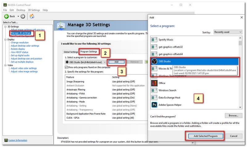 OBS NVIDIA CP Settings