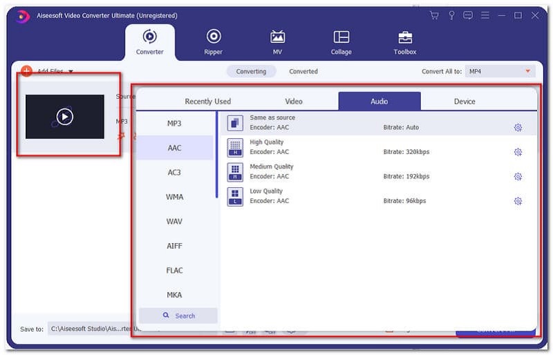 Format Output Ultimate Konverter Video Aiseesoft