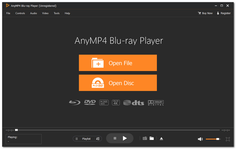 Интерфейс медиаплеера AnyMP4 Blu-ray