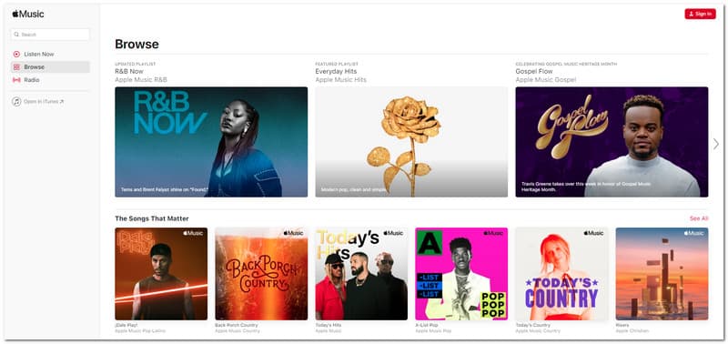 Интернет-плеер Apple Music