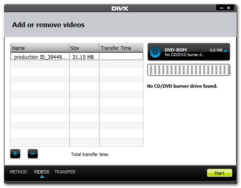 DivX Player Burn Videos