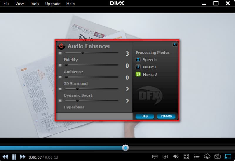 DivX Player DFX Enhancer