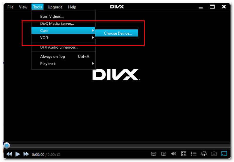 DivX Player Transmite videoclipuri