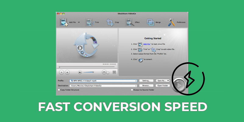 ความเร็วในการแปลง iDeashare VideoGo