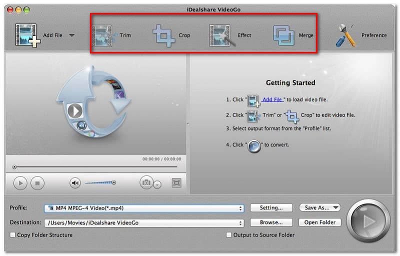 Strumenti di editing di iDeashare VideoGo