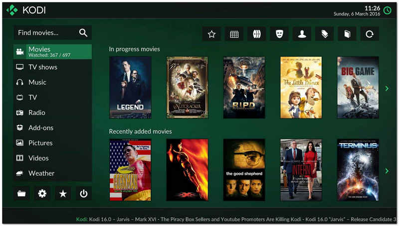 مشغل الوسائط Kodi