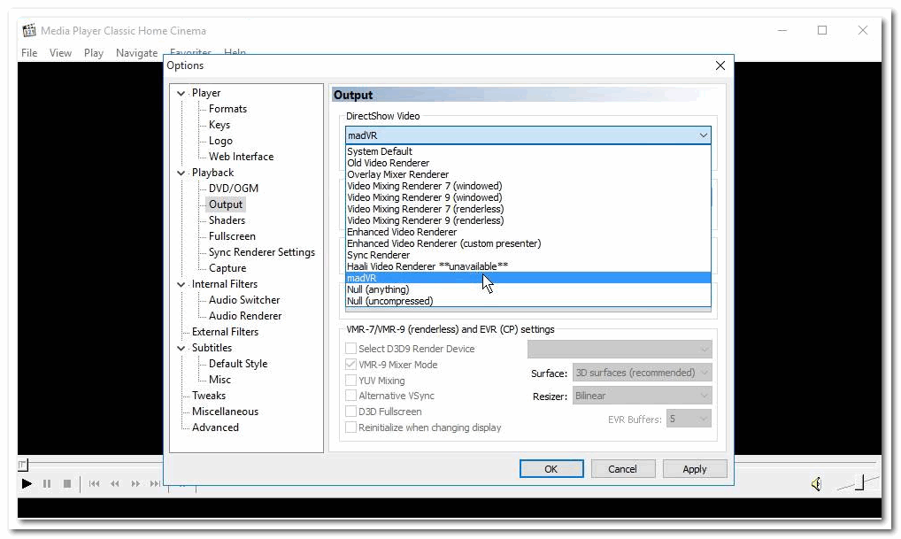 Media Player Classic Direct Show