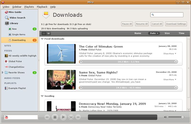 Revisão do Miro Player Download de vídeo e música