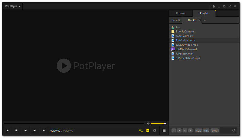 Algemene interface van PotPlayer
