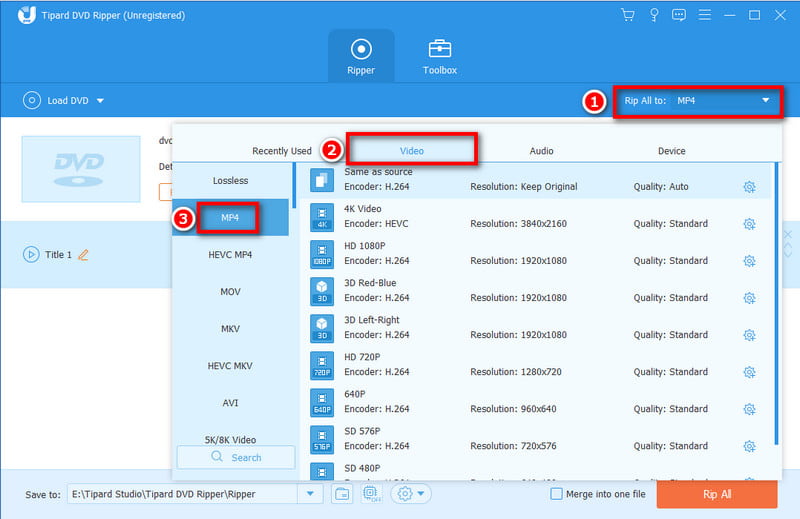 Seleziona Formato di output