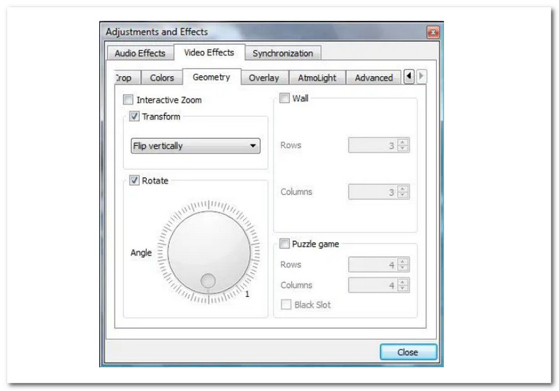 Capovolgimento lettore multimediale VLC