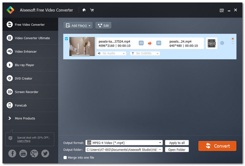 Aiseesoft Gratis Video Converter Windows