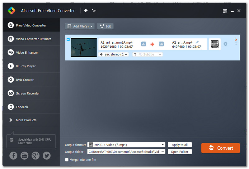 Aiseesoft Gratis Video HD Converter