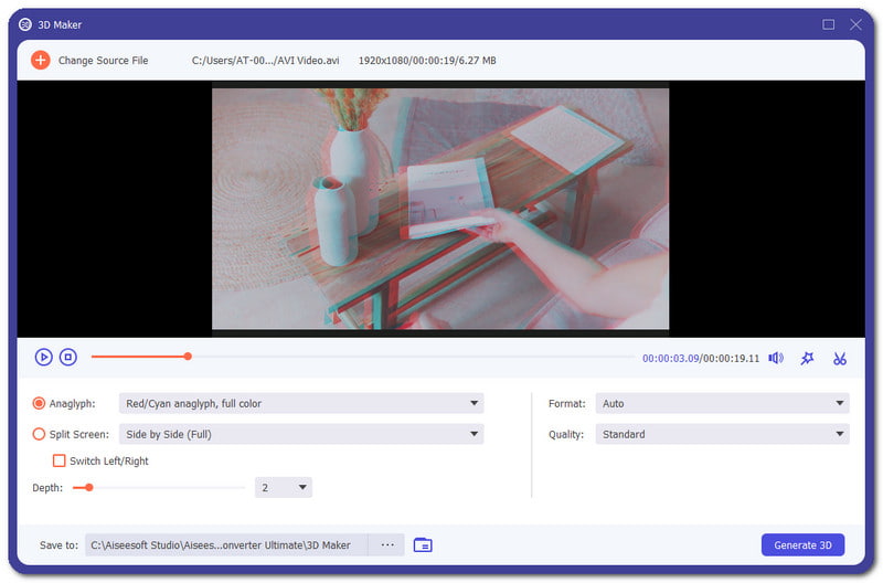 Efeito 3D definitivo do Aiseesoft Video Converter