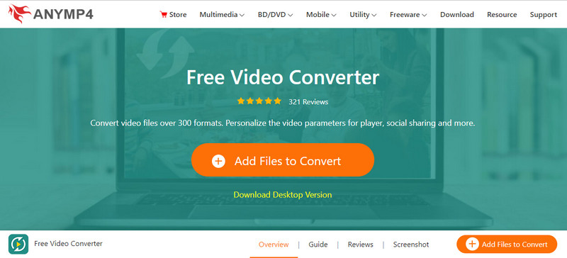 AnyMP4 Gratis video MP3 naar MOV-converter