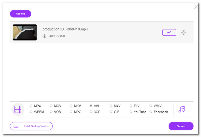 FVC ฟรีวิดีโอ MP4 เป็น AVI Converter