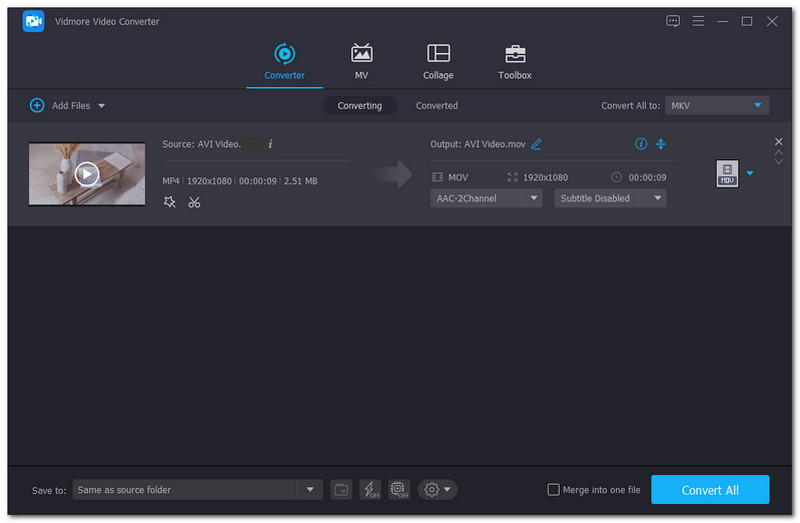 Vidmore AVI to MOV Video Converter