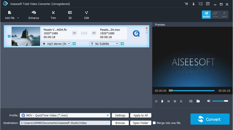 Aiseesoft Total Video Converter FLV naar iMovie