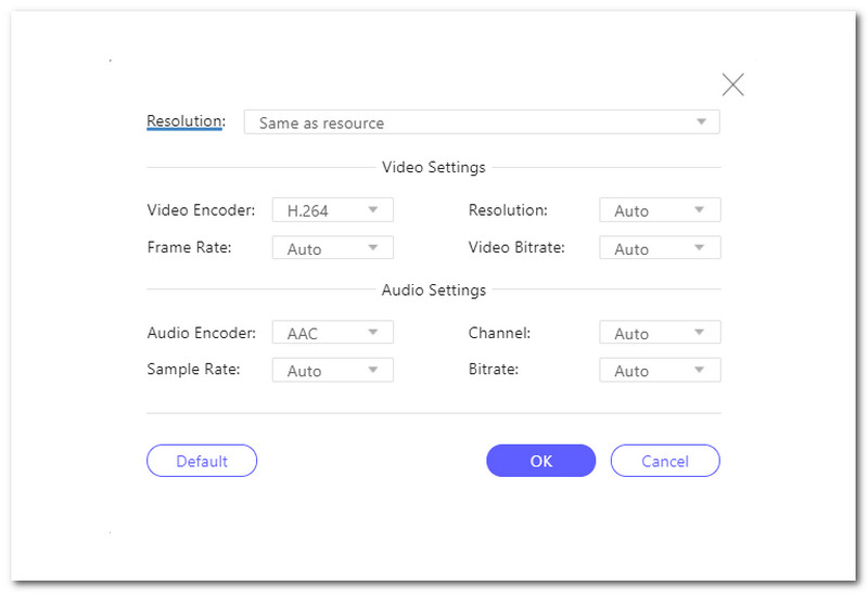 برنامج AVAide Free Video Converter Parameter Setting