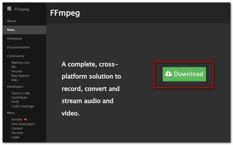 FFmpeg Review Download Button