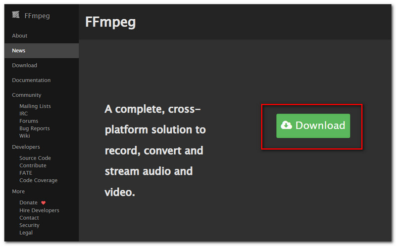 Nedlastingsknapp for FFmpeg Review