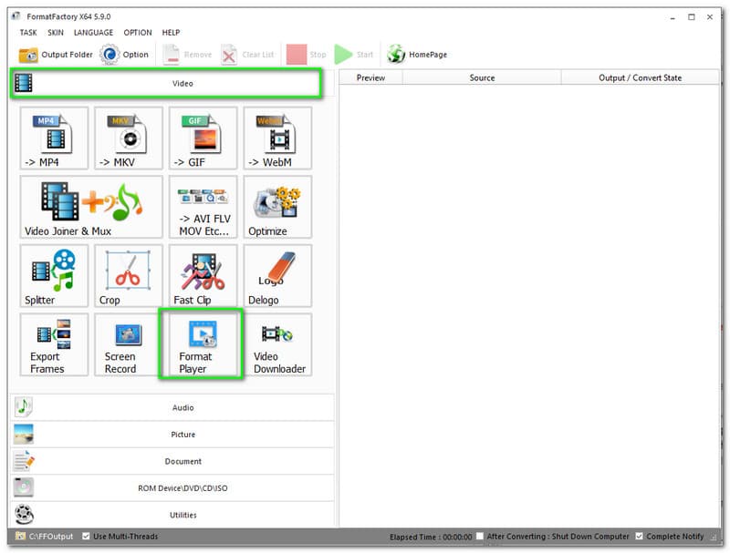 Formater le lecteur de format d'usine