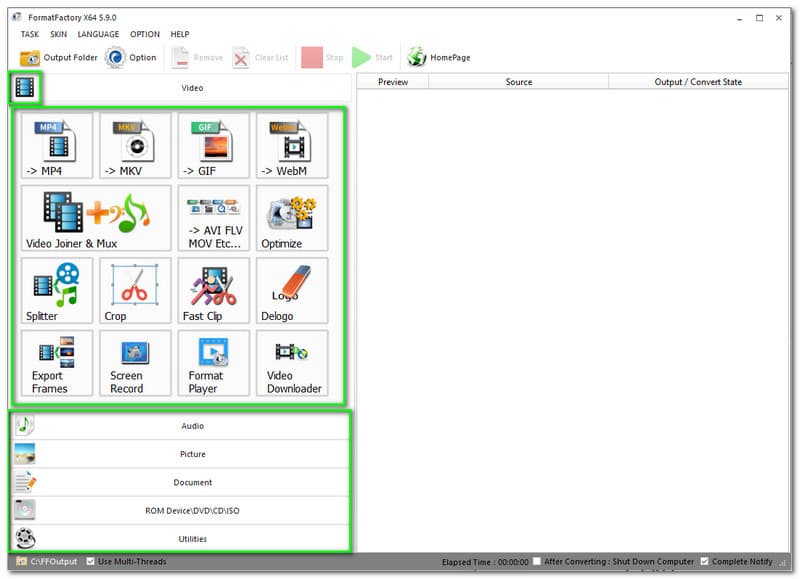 Formater les formats pris en charge par l'usine